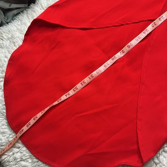 Superdown Airelle Vibrant Red Ruching High Low MIDI Skirt Wrap Style Criss Cross - Picture 9 of 11